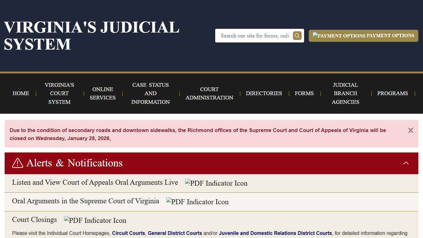 Front Page Virginia Court System