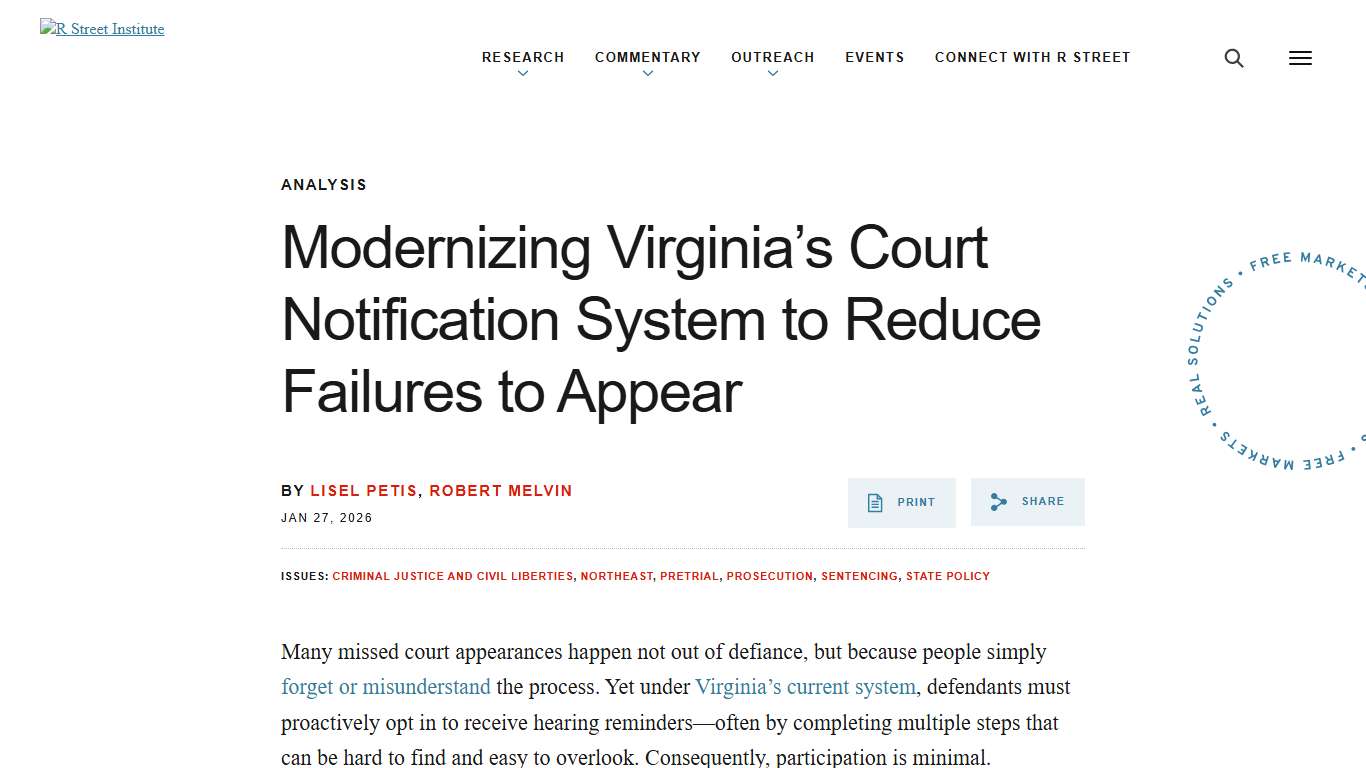 Modernizing Virginia’s Court Notification System to Reduce Failures to Appear - R Street Institute